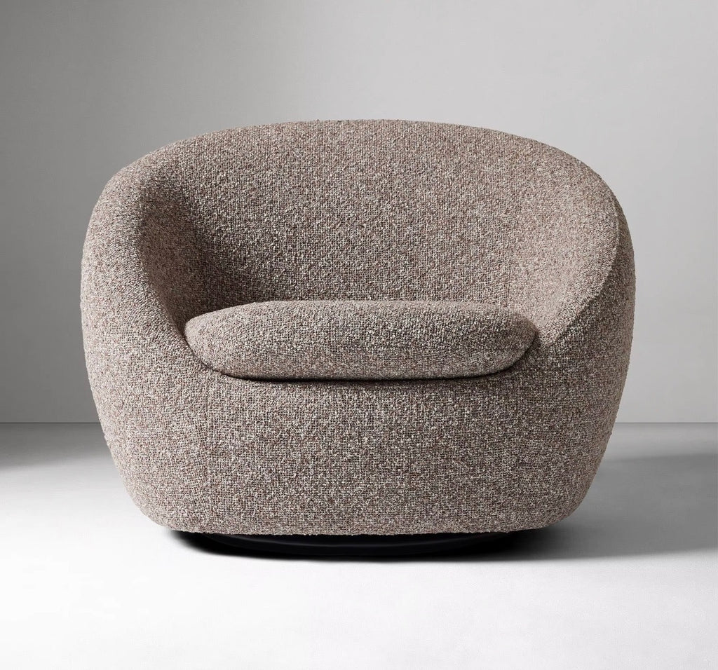Taupe Sculptural Curved Accent Chair