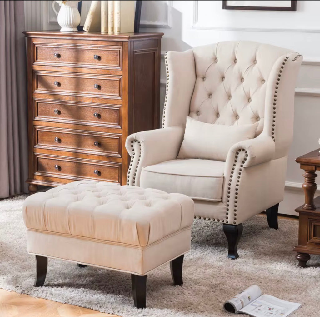 Luxury Tufted Wingback Armchair