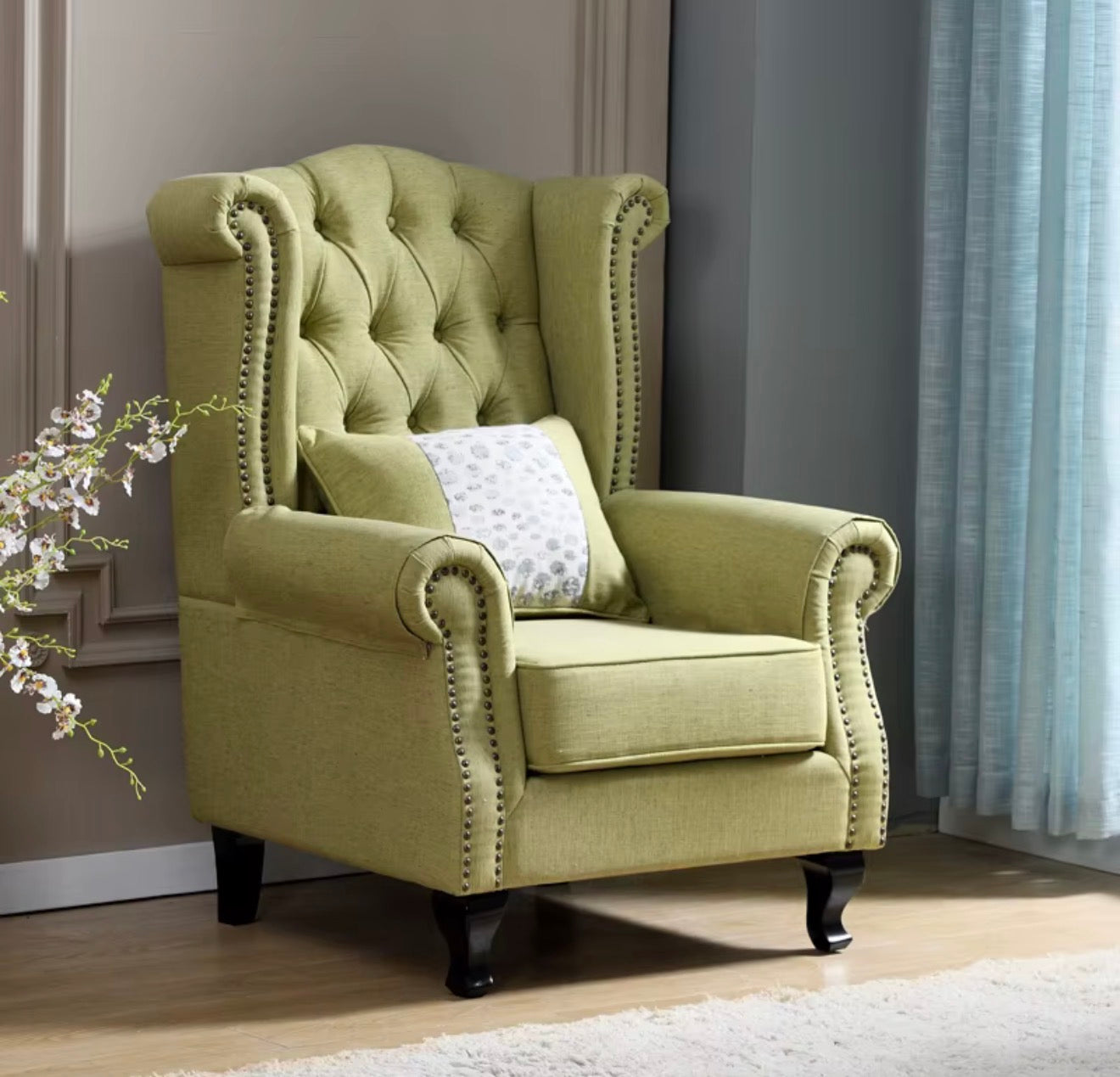 Luxury Tufted Wingback Armchair