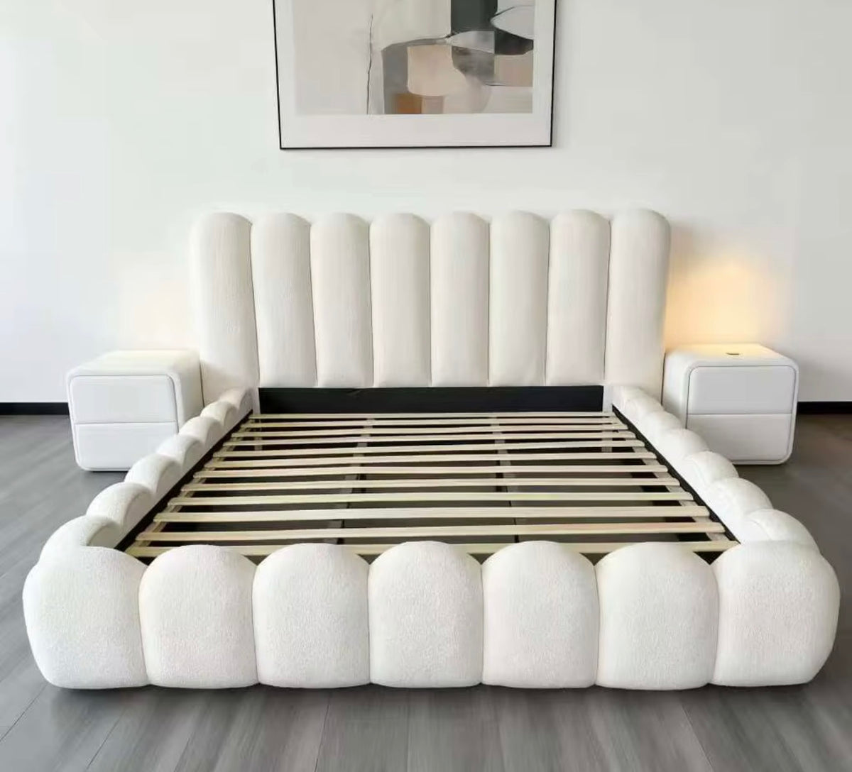 Luxe Scalloped Bouclé Bed Frame