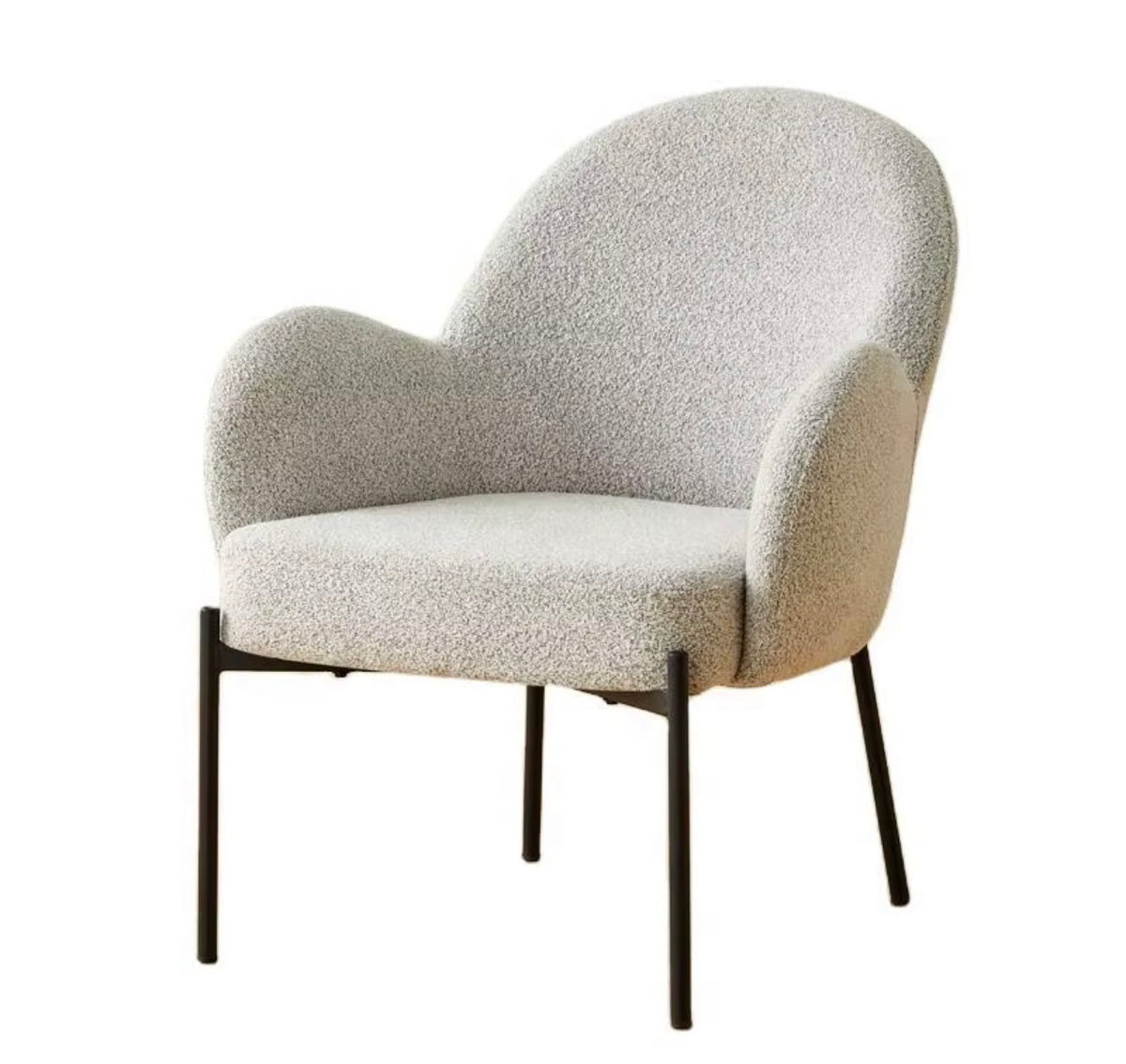 Luxe Light Grey Bouclé Accent Chair