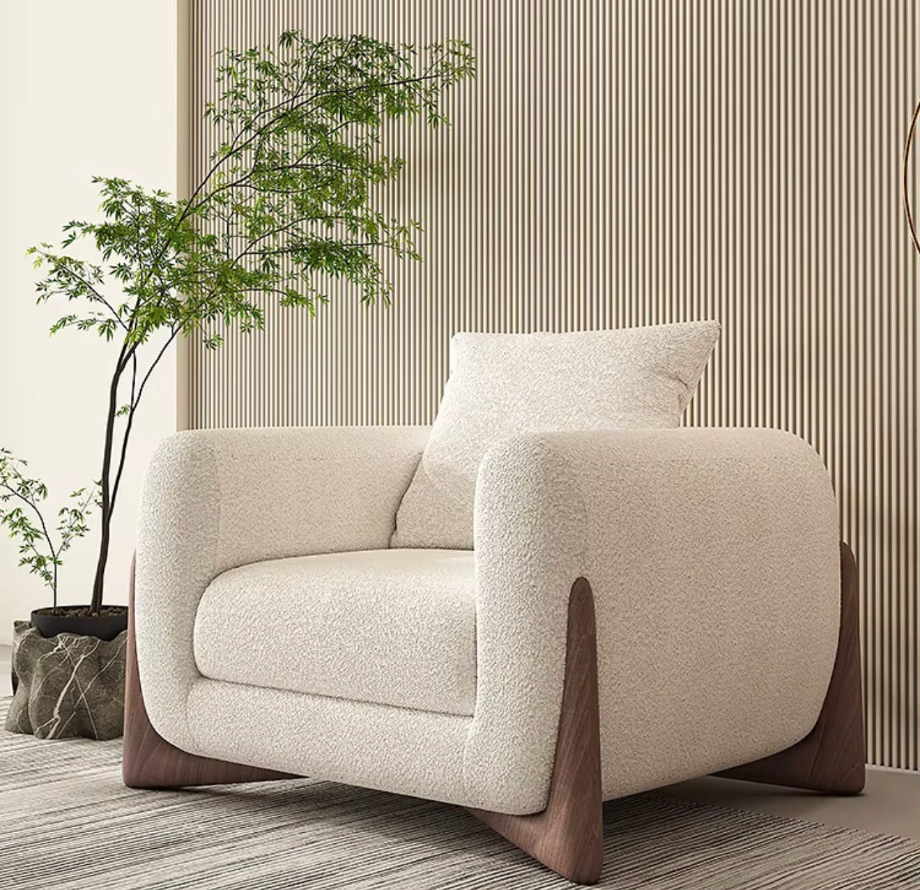 Italian Minimalist Solid Wood Lounge Chair