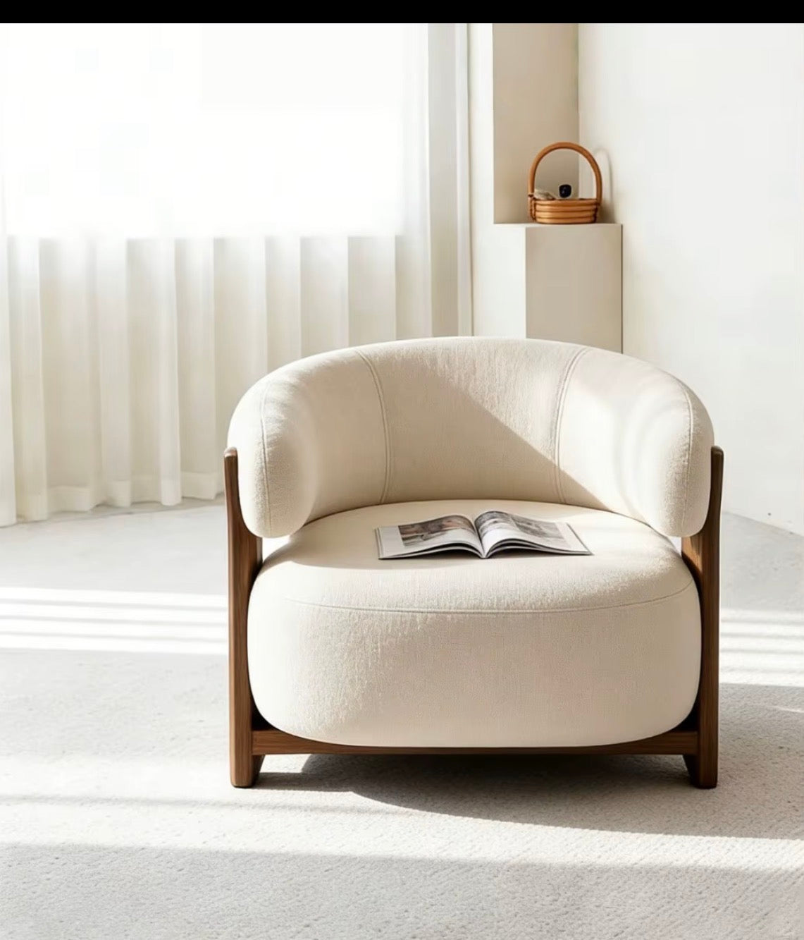 Sculptural Wooden Frame Lounge Chair
