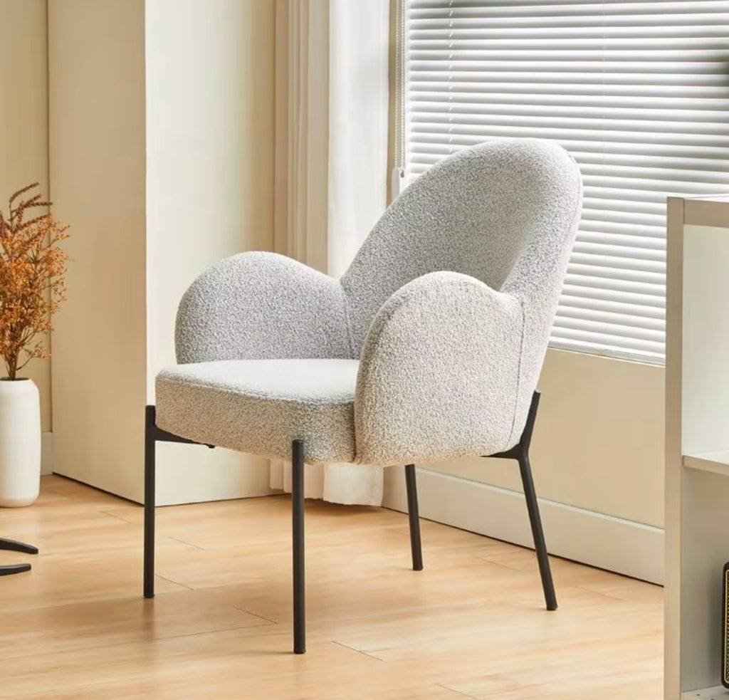 Luxe Light Grey Bouclé Accent Chair