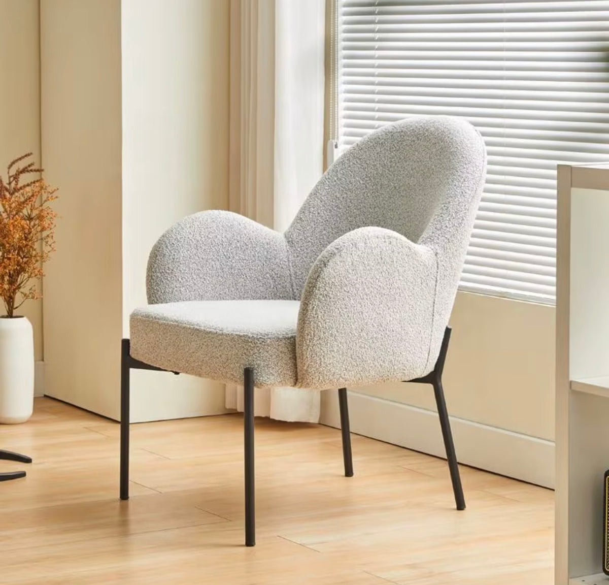 Luxe Light Grey Bouclé Accent Chair
