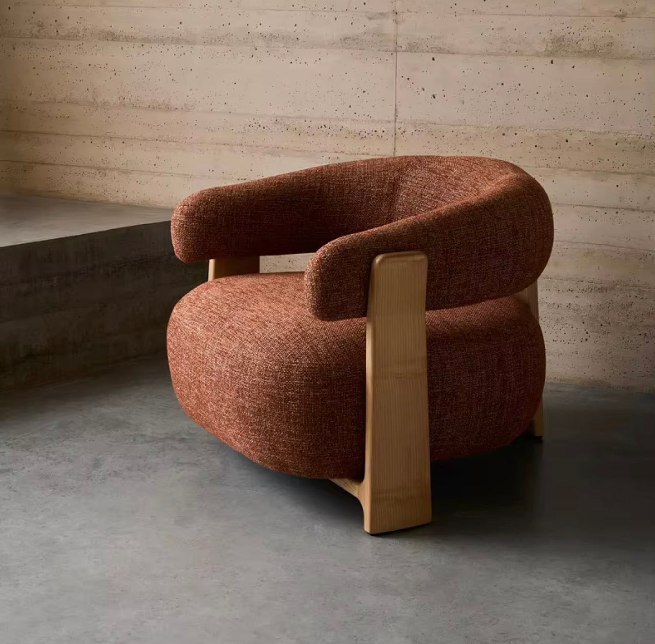 Sculptural Wooden Frame Lounge Chair
