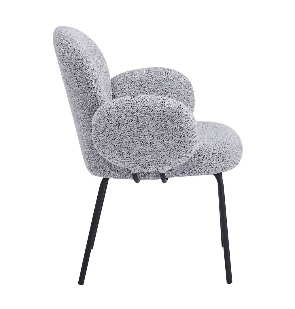 Luxe Light Grey Curved Bouclé Accent Chair