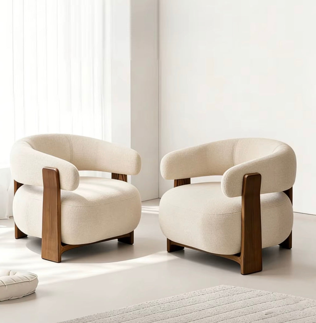 Sculptural Wooden Frame Lounge Chair