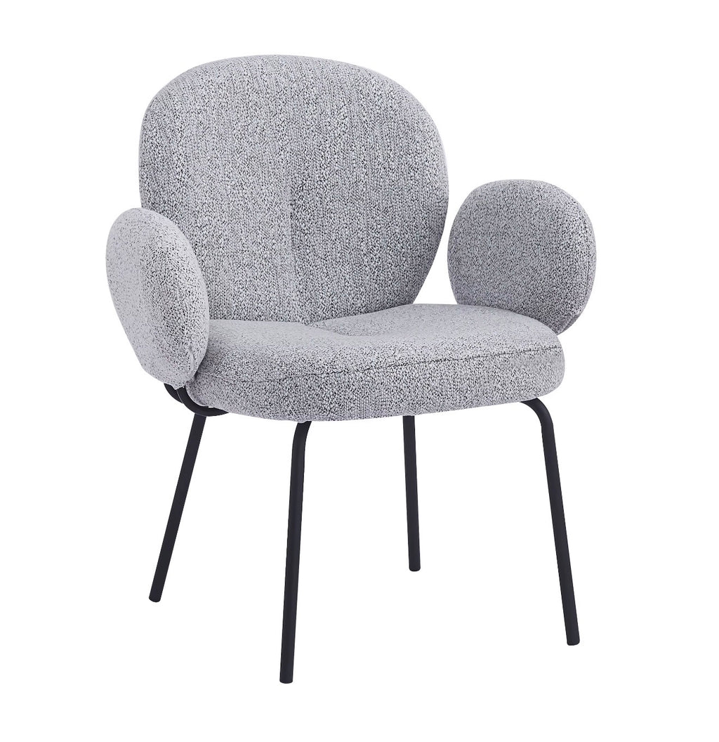 Luxe Light Grey Curved Bouclé Accent Chair