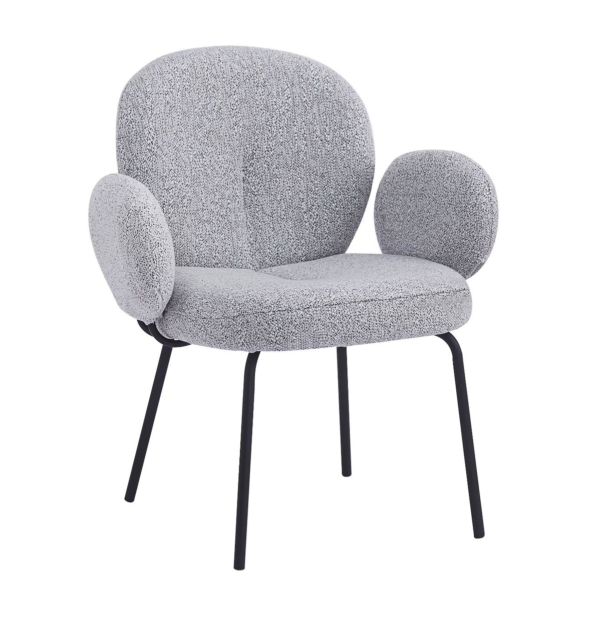 Luxe Light Grey Curved Bouclé Accent Chair