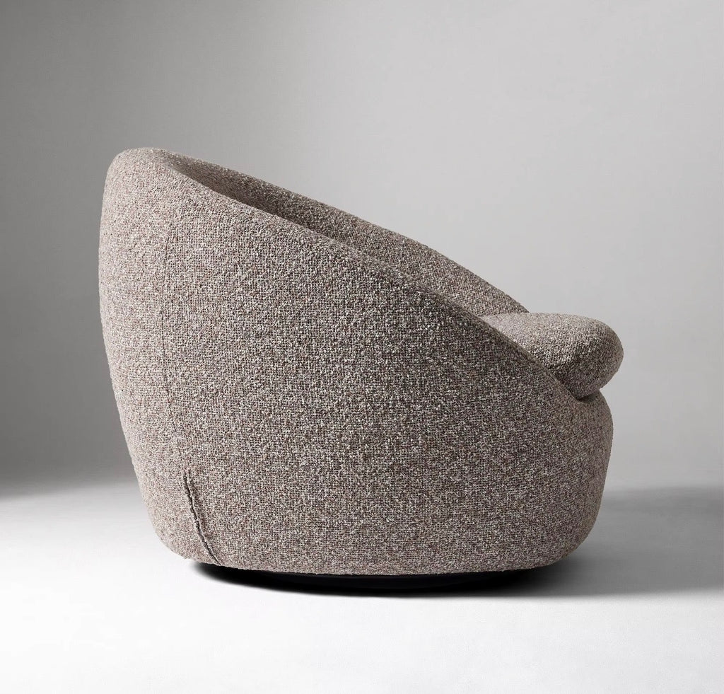 Taupe Sculptural Curved Accent Chair