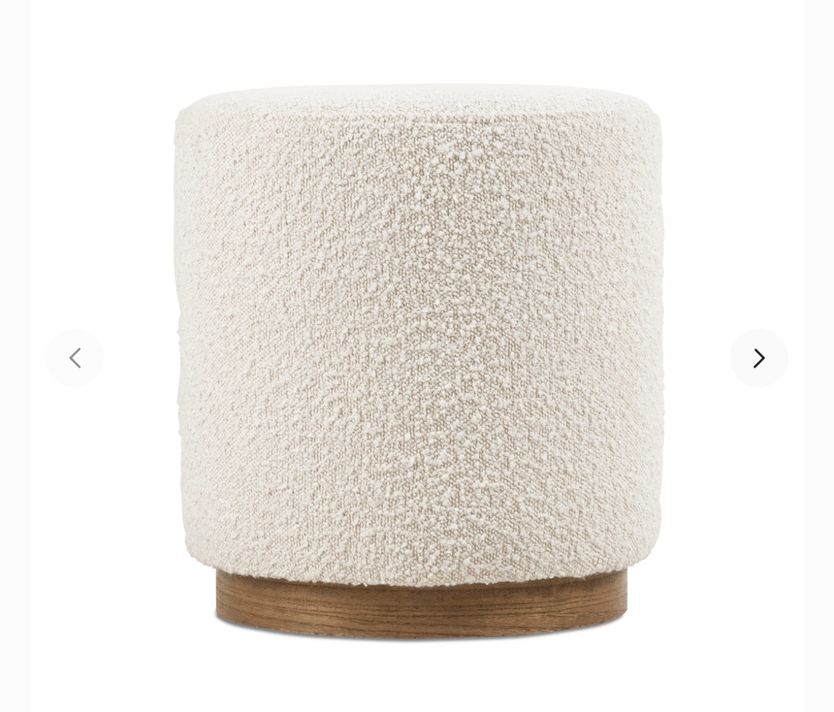 Luxury Bouclé Ottoman with Wooden Base