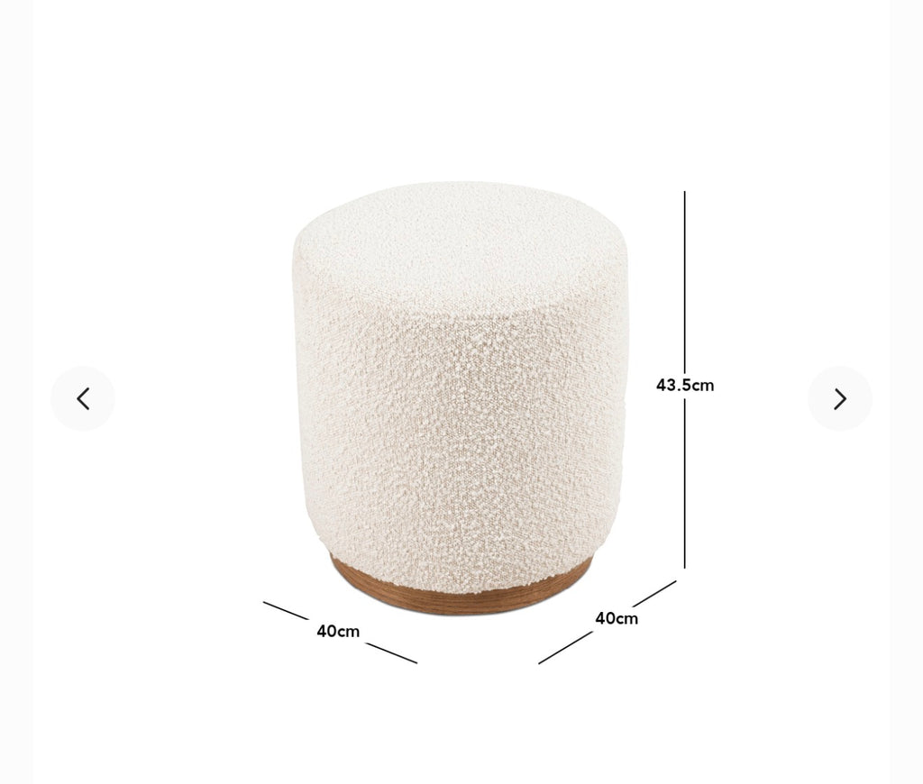 Luxury Bouclé Ottoman with Wooden Base