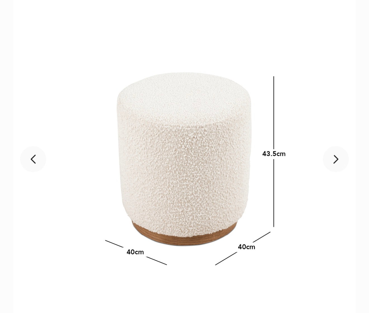 Luxury Bouclé Ottoman with Wooden Base