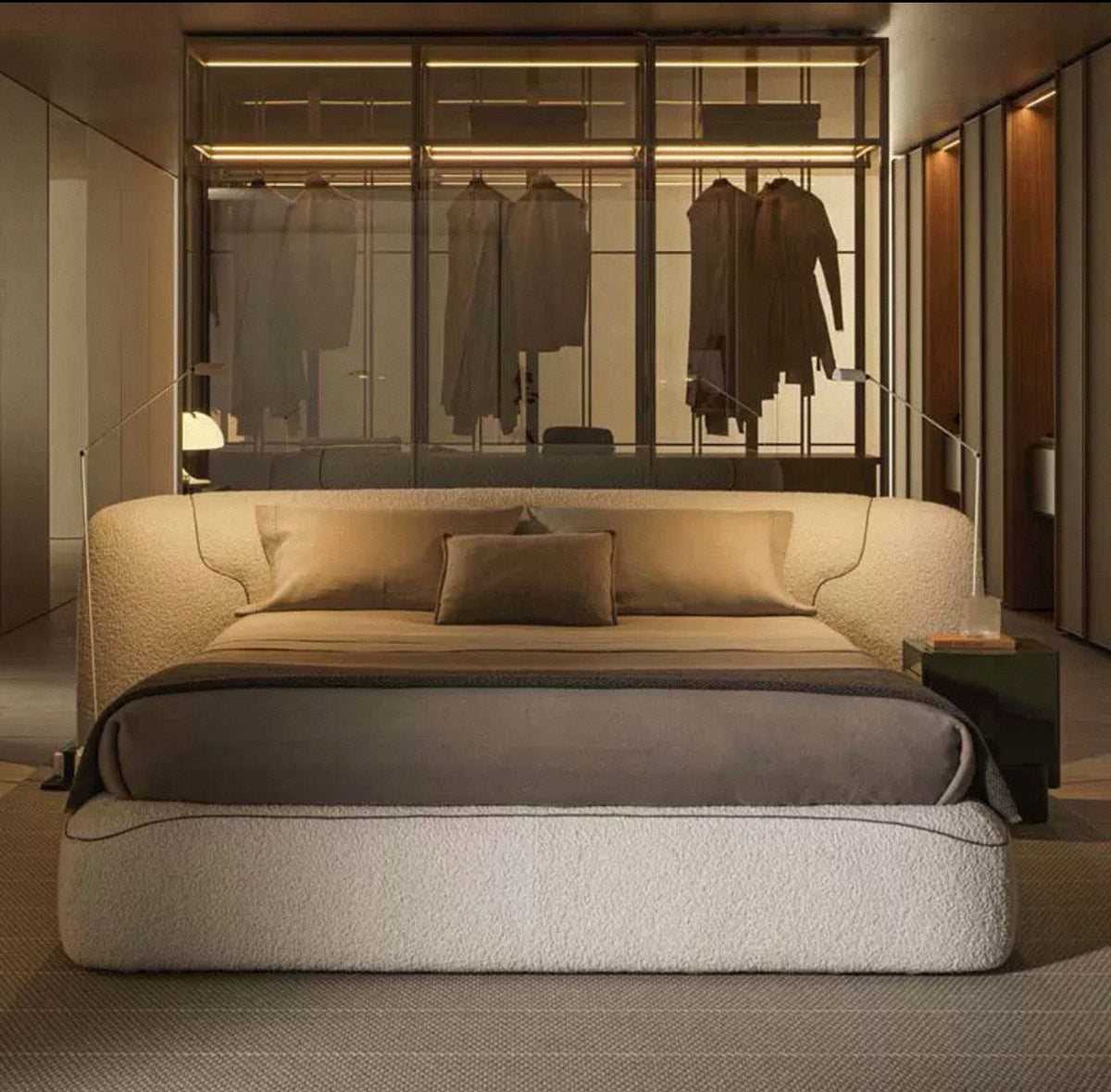 Bouclé Storage Bed