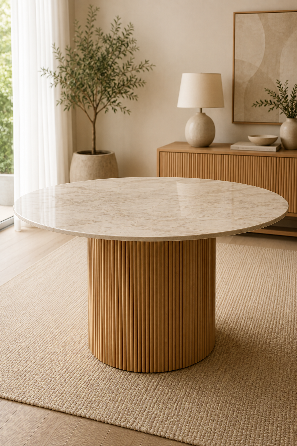 Round Fluted Dining Table
